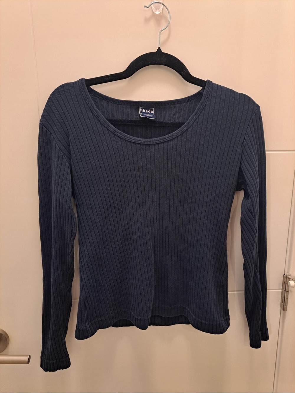 Ikeda Navy Ribbed Long-Sleeve Women's Top Medium